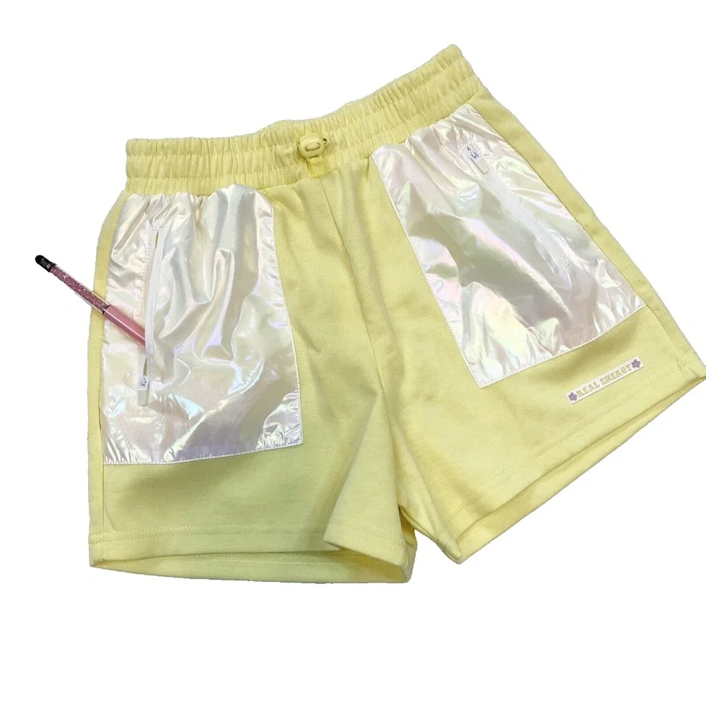 Zara Girl Sporty Collection Yellow Shorts Size 11-12 Soft Elastic Waist Pockets
